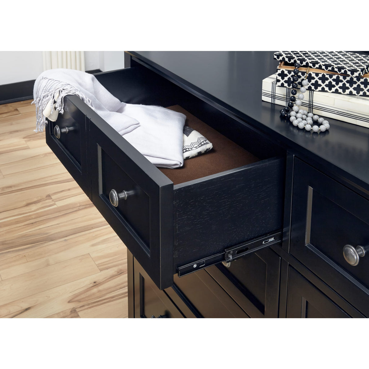 Paragon Eight-Drawer Dresser in Black by Modus Furniture at Eve Furniture