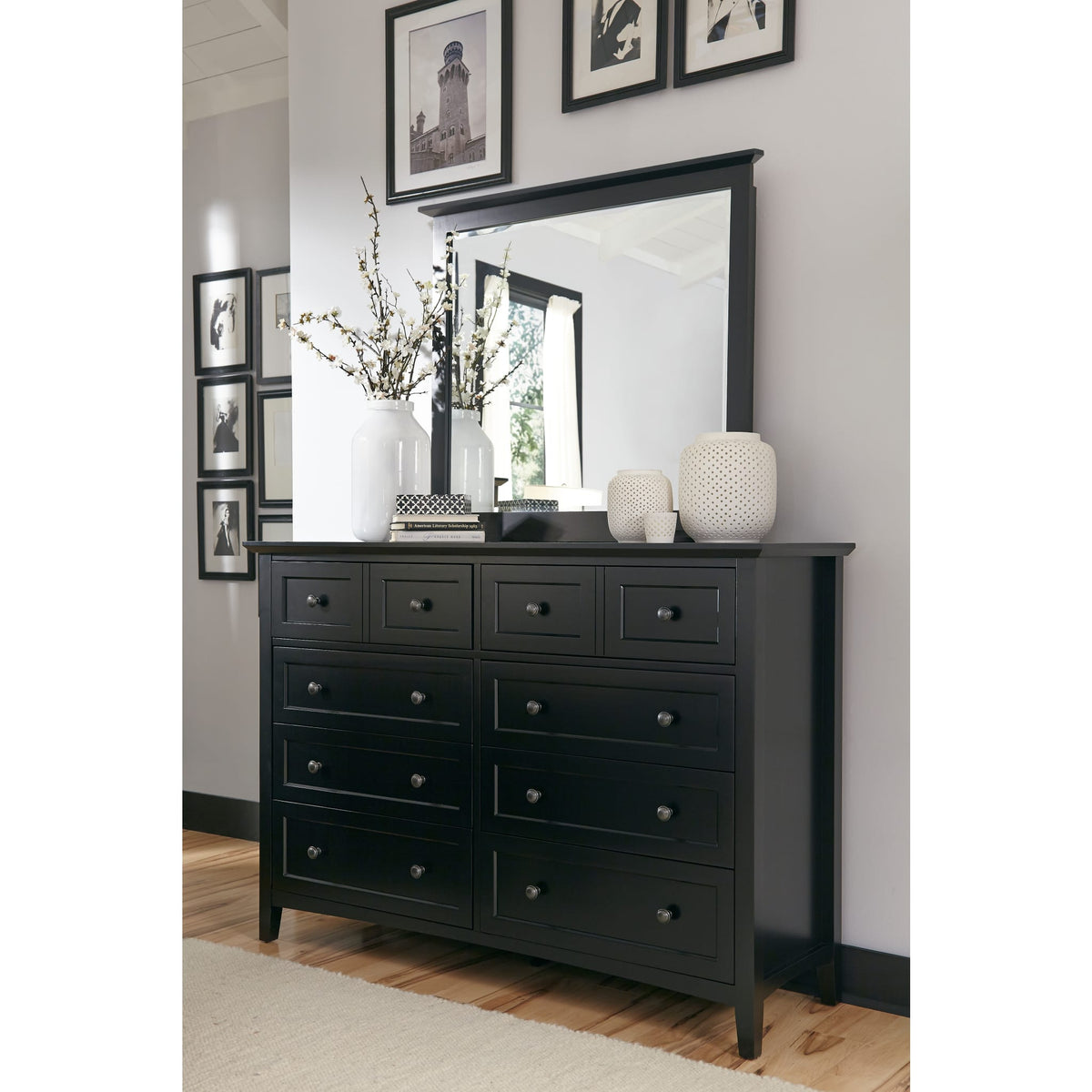 Paragon Eight-Drawer Dresser in Black by Modus Furniture at Eve Furniture