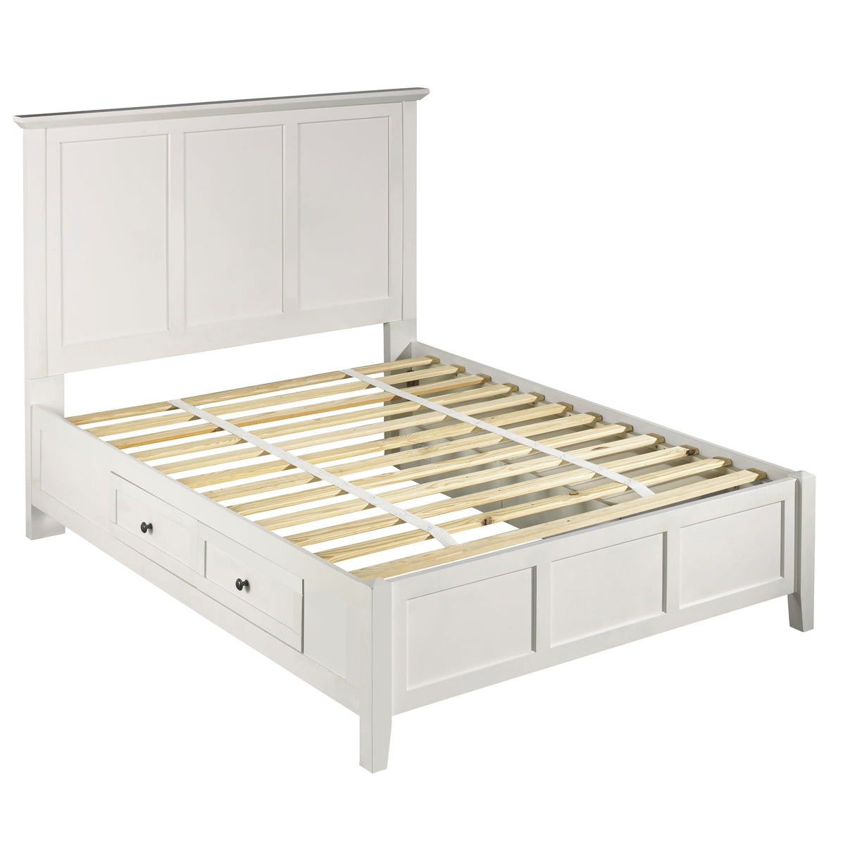 Paragon Four Drawer Wood Full Storage Bed in White by Modus Furniture at Eve Furniture