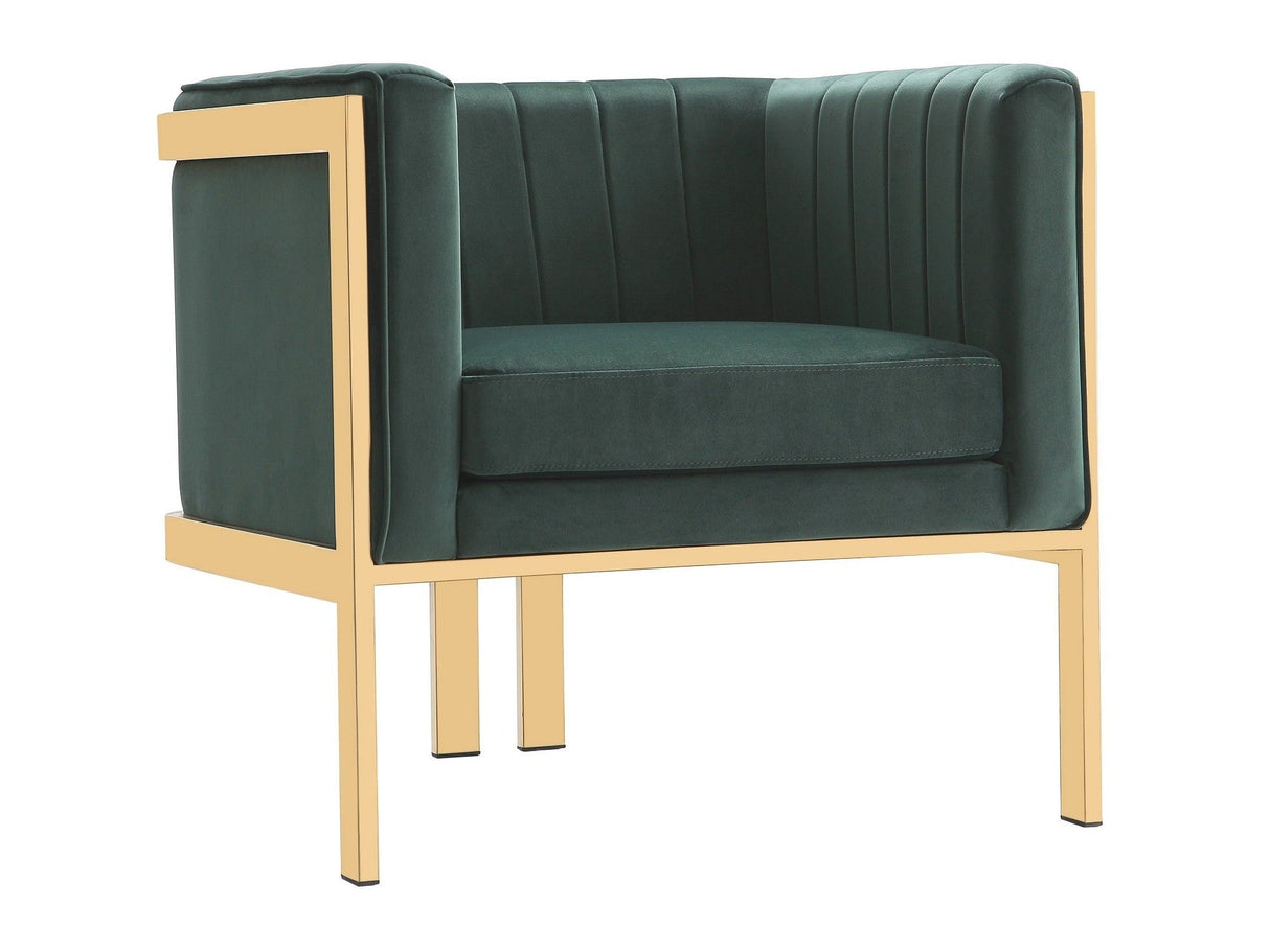 Paramount Accent Armchair in Forest Green and Polished Brass by Manhattan Comfort at Eve Furniture