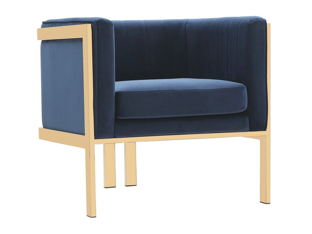 Paramount Accent Armchair in Royal Blue and Polished Brass by Manhattan Comfort at Eve Furniture