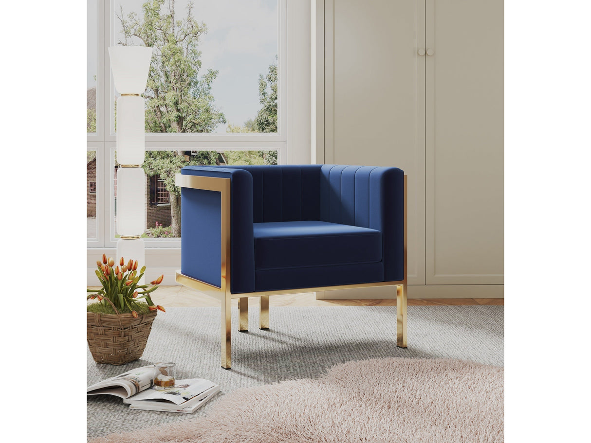 Paramount Accent Armchair in Royal Blue and Polished Brass (set of 2) by Manhattan Comfort at Eve Furniture