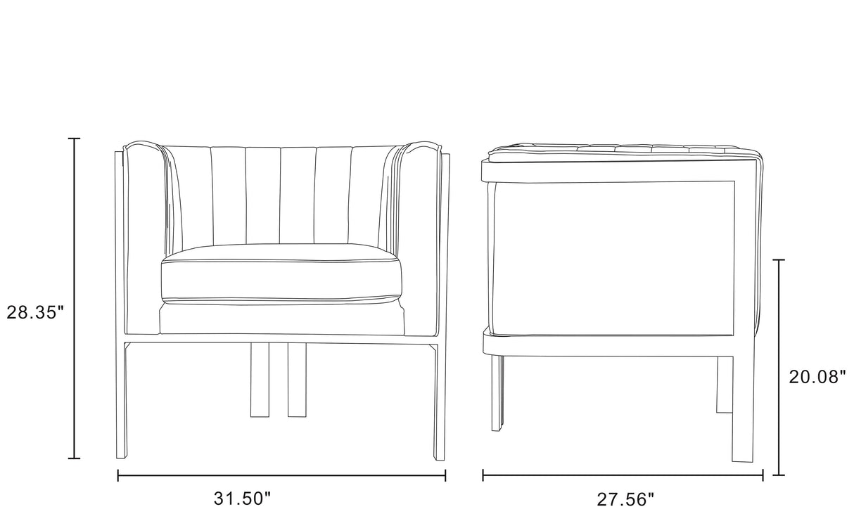 Paramount Accent Armchair in Warm Grey and Polished Brass (set of 2) by Manhattan Comfort at Eve Furniture