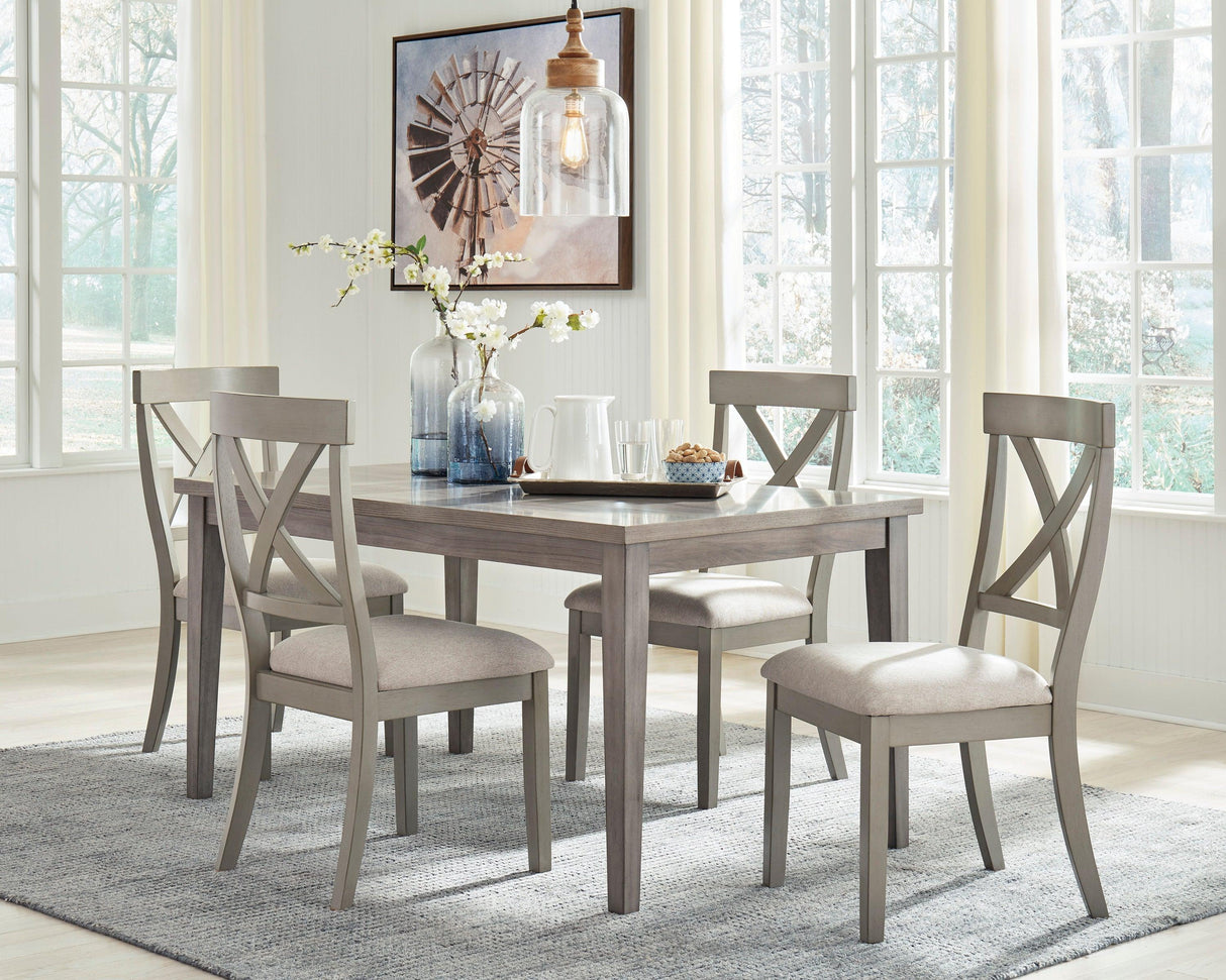 Parellen Beige/Gray Rectangular Dining Set by Ashley at Eve Furniture