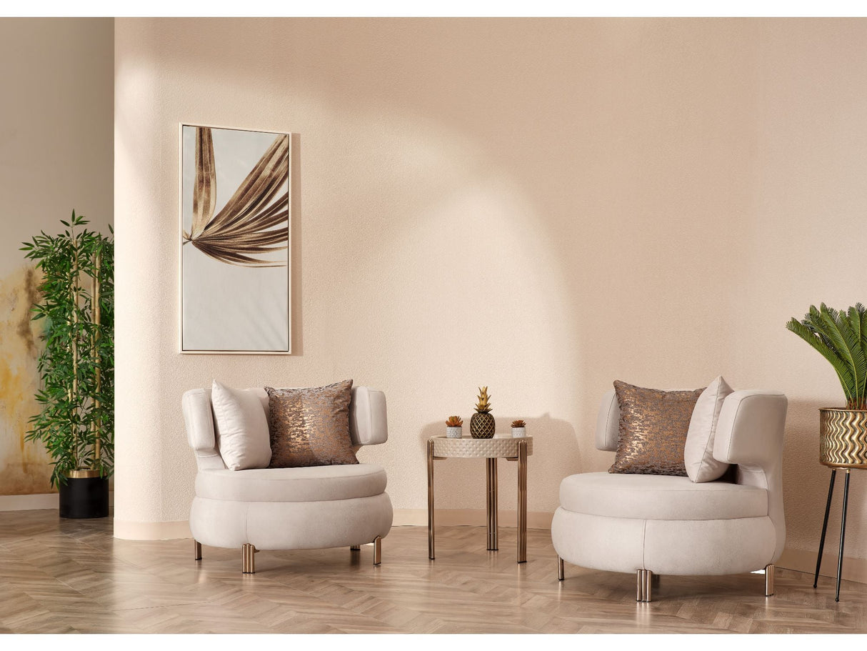 Paris 3-pieces (Sofa & Loveseat & Chair) Livingroom Set in Cream by Furnia at Eve Furniture