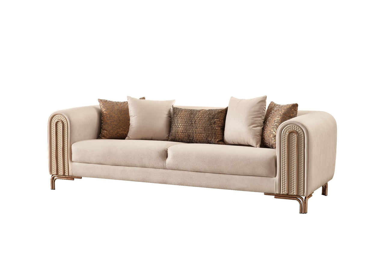 Paris 3-pieces (Sofa & Loveseat & Chair) Livingroom Set in Cream by Furnia at Eve Furniture