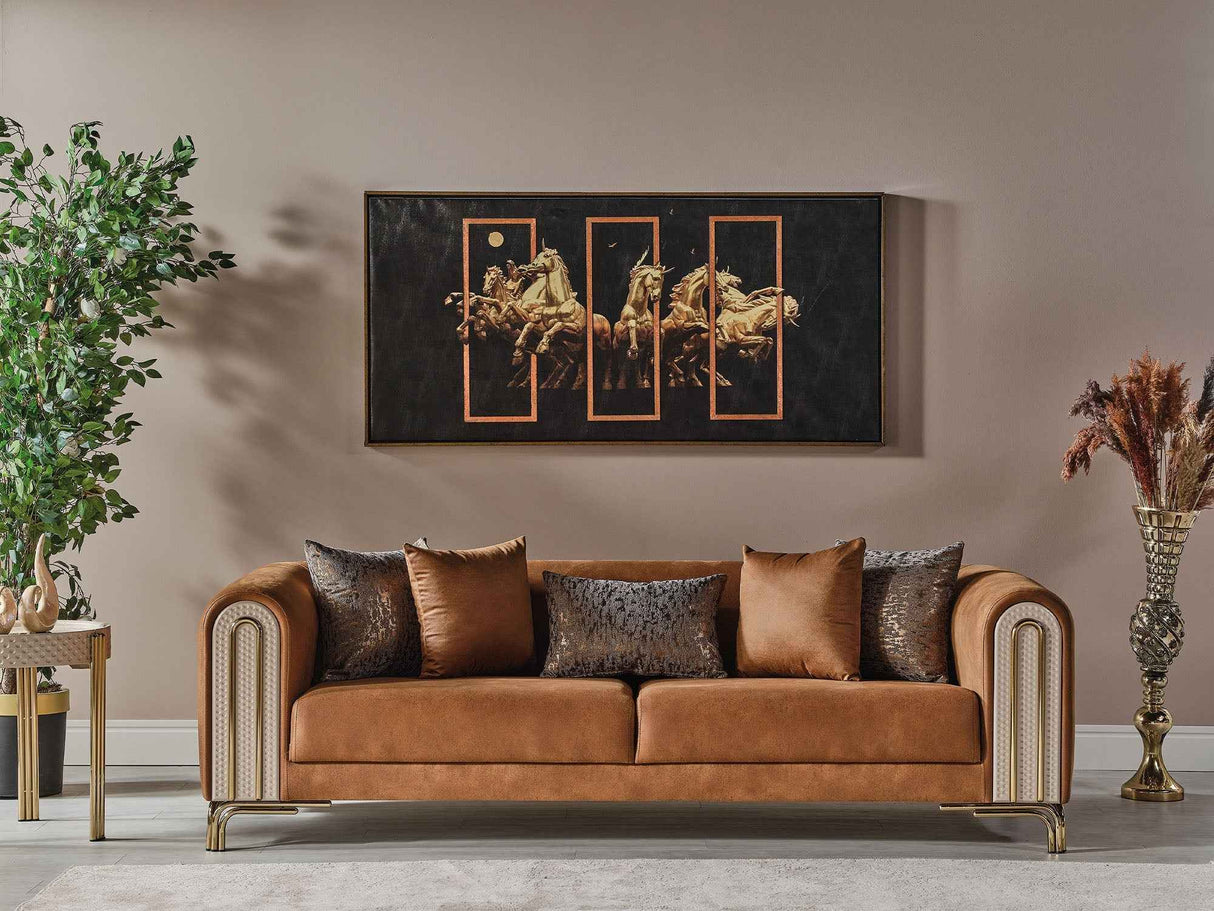 Paris Brown Stationary Sofa by Furnia at Eve Furniture