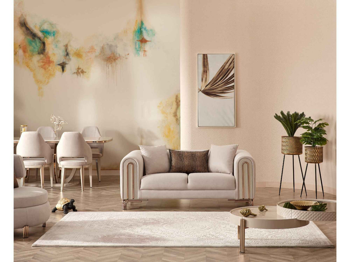 Paris Cream Stationary Loveseat by Furnia at Eve Furniture