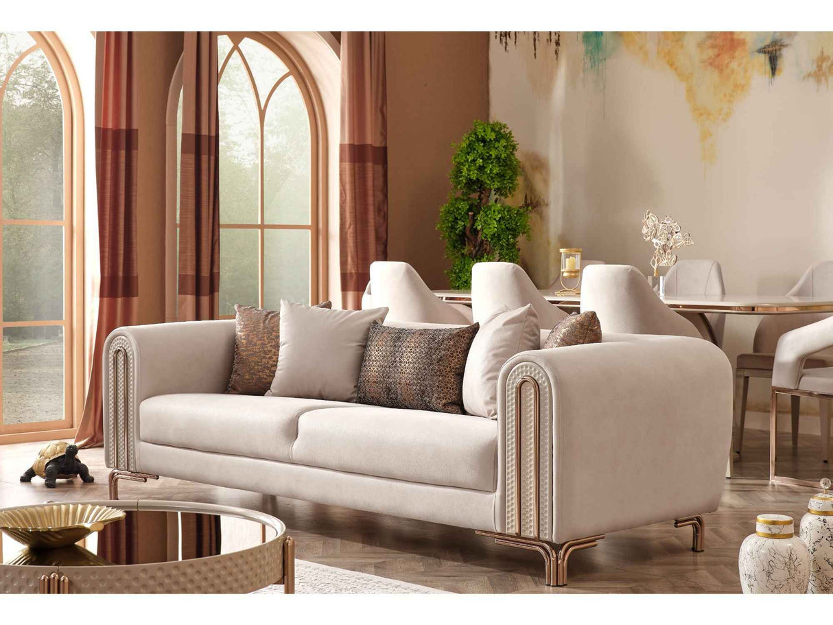 Paris Cream Stationary Sofa by Furnia at Eve Furniture
