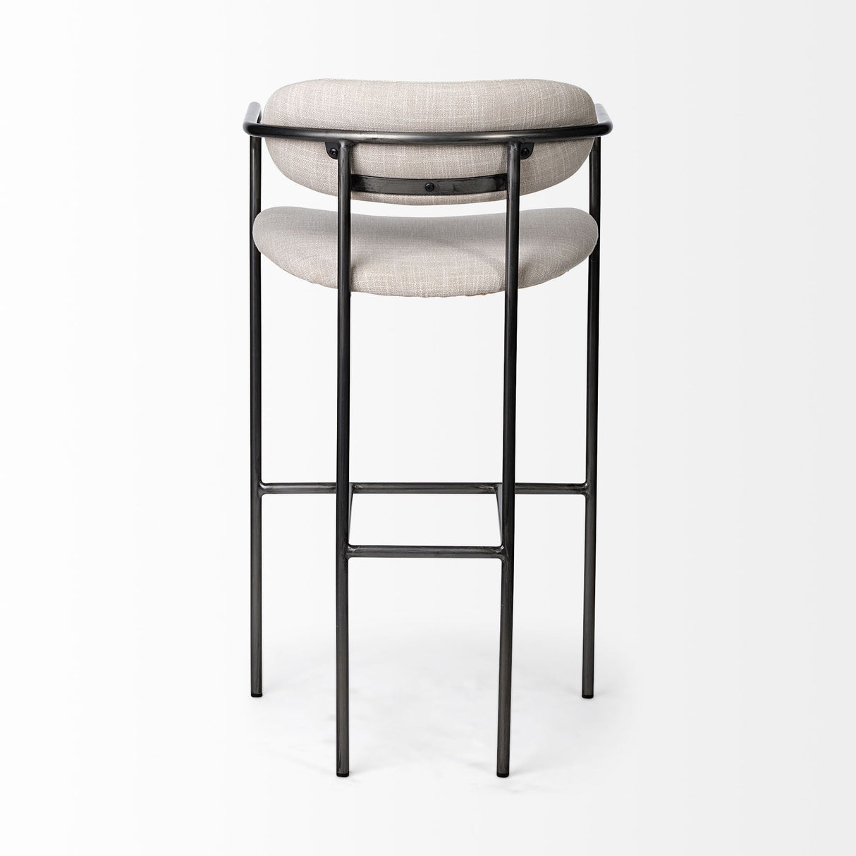 Parker Beige Fabric Seat Gun Metal Grey Metal Bar Stool by Mercana at Eve Furniture