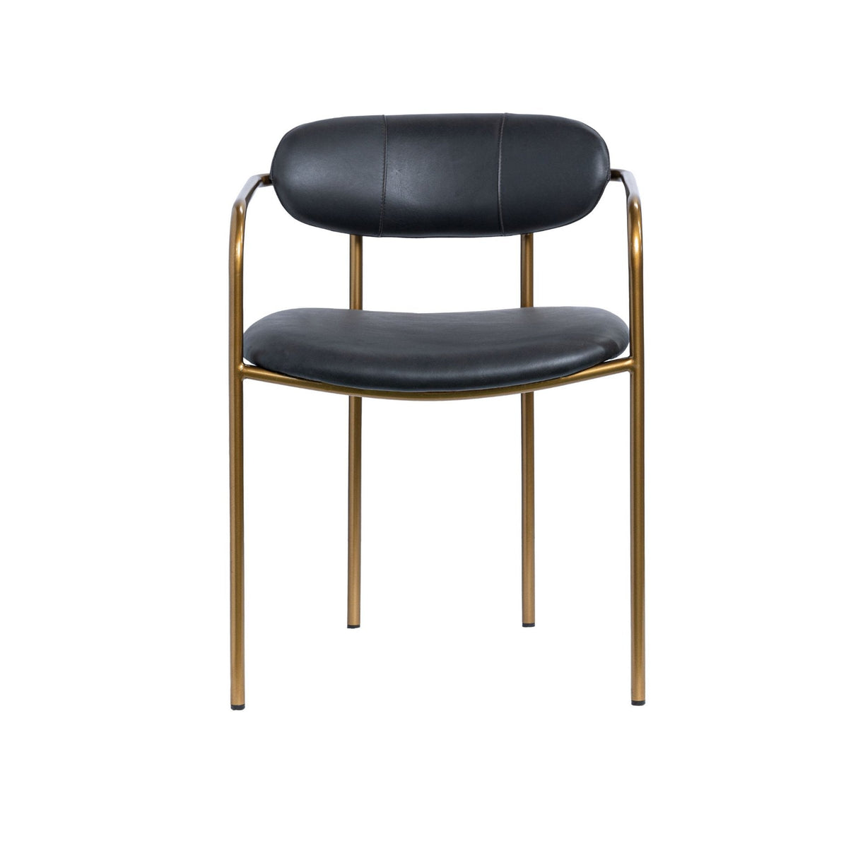 Parker Black Leather Seat Gold Metal Dining Chair, Set of 2 by Mercana at Eve Furniture