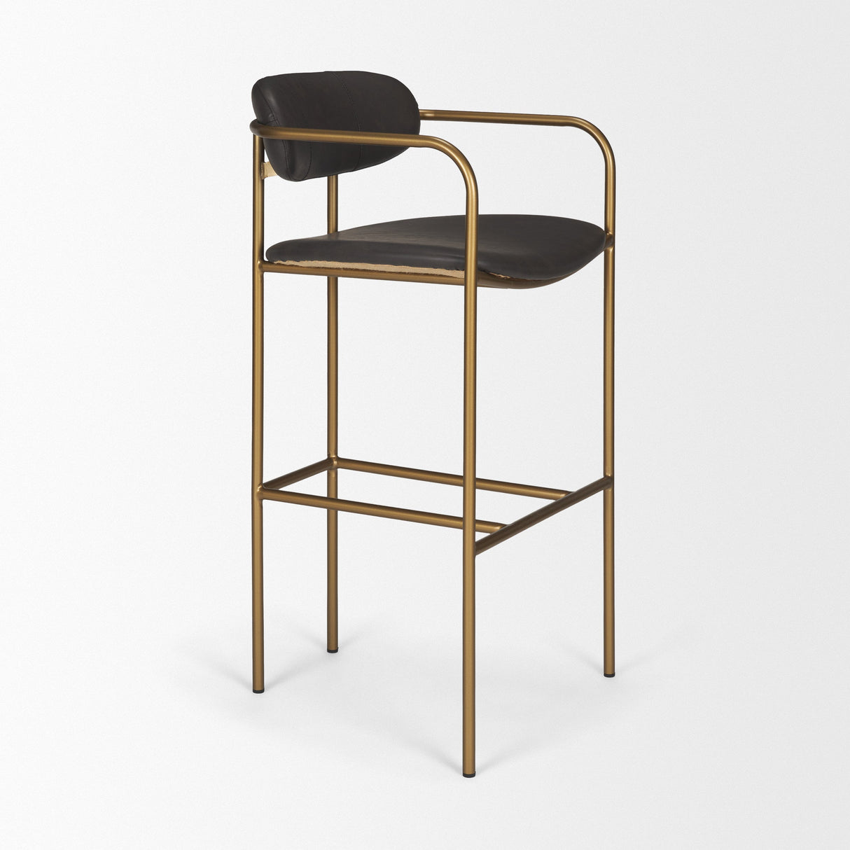 Parker Brown Faux Leather Seat Gold Metal Bar Stool by Mercana at Eve Furniture