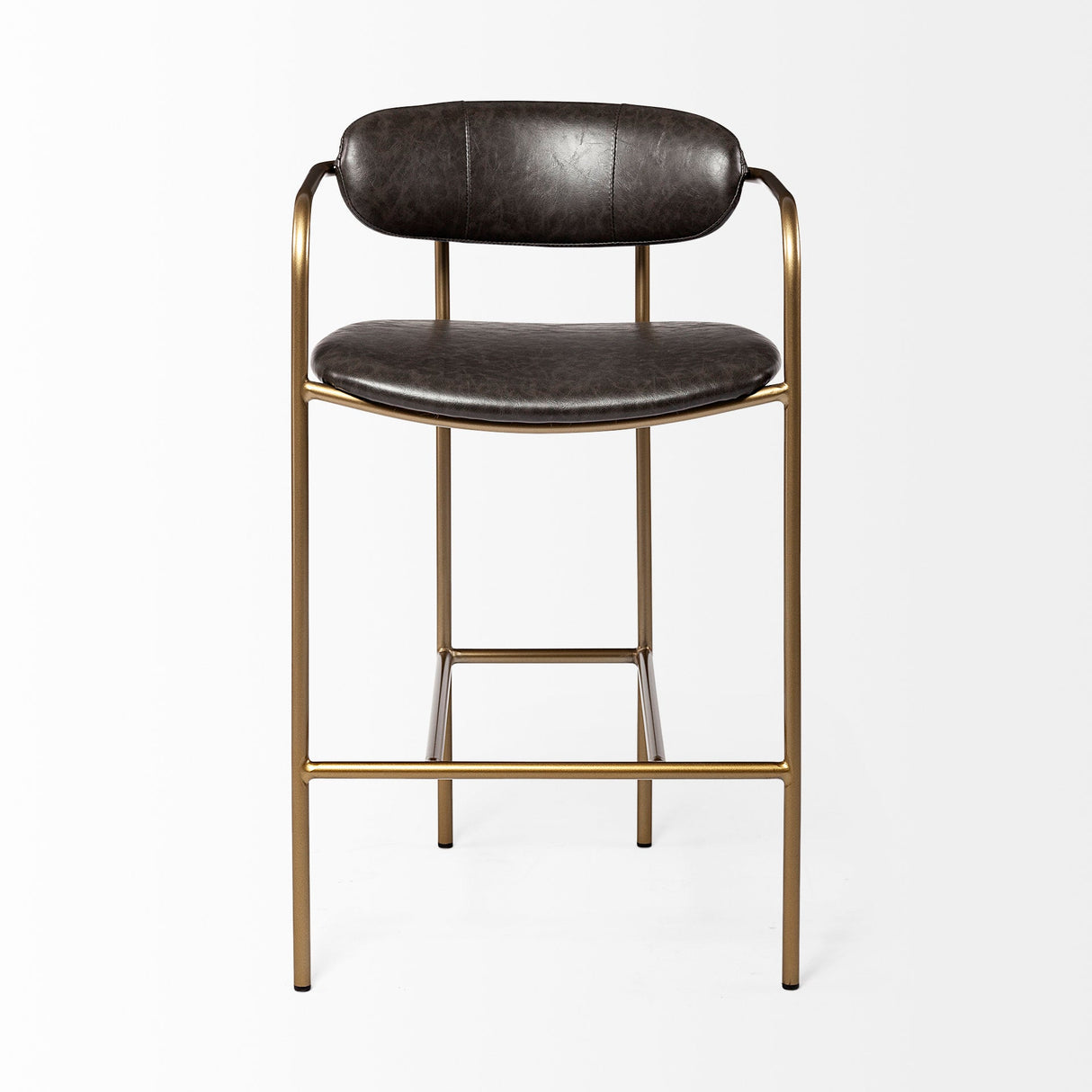 Parker Brown Faux Leather Seat Gold Metal Counter Stool by Mercana at Eve Furniture
