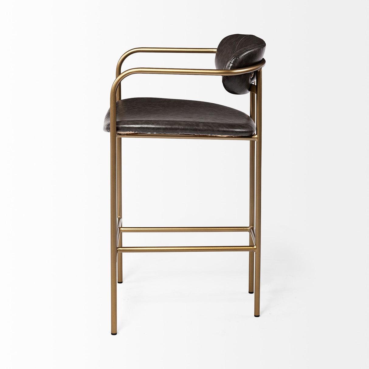 Parker Brown Faux Leather Seat Gold Metal Counter Stool by Mercana at Eve Furniture
