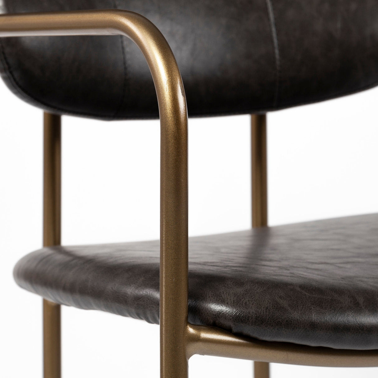Parker Brown Faux Leather Seat Gold Metal Counter Stool by Mercana at Eve Furniture