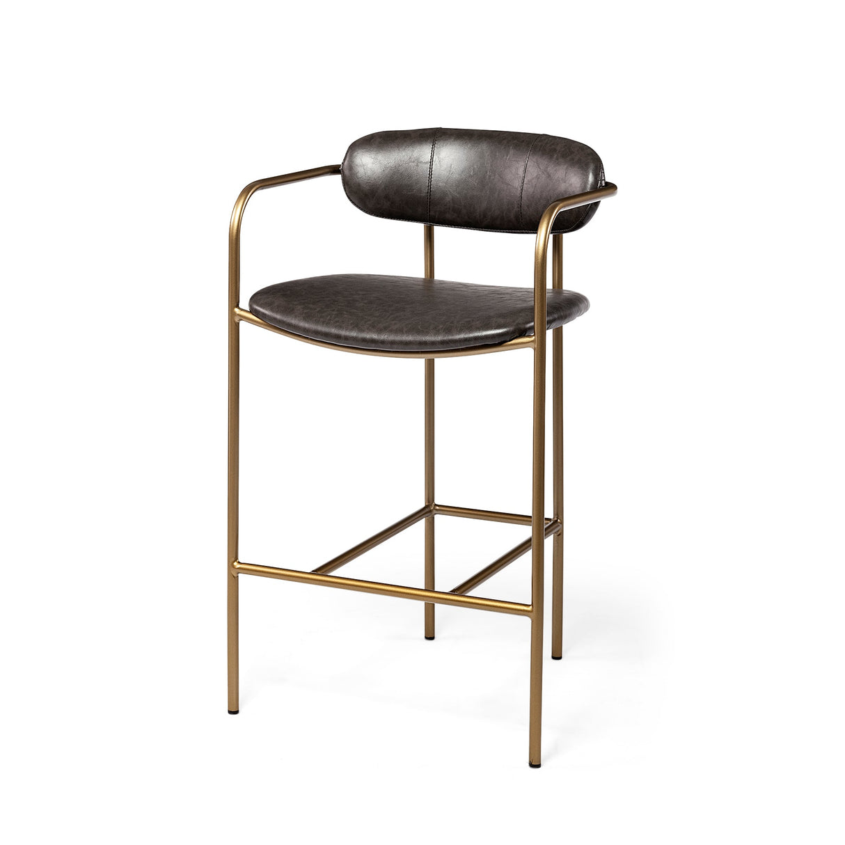 Parker Brown Faux Leather Seat Gold Metal Counter Stool by Mercana at Eve Furniture