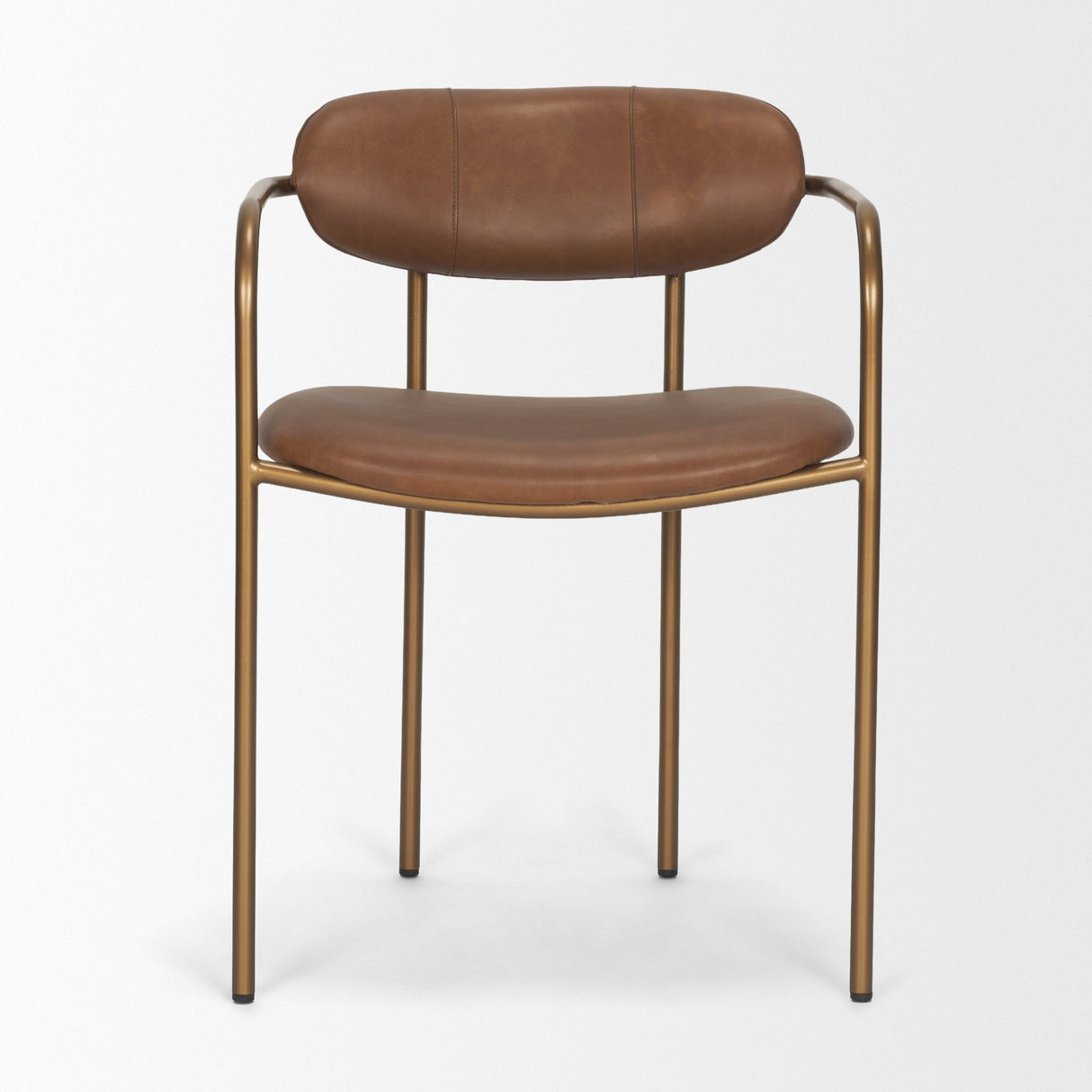 Parker Brown Leather Seat Gold Metal Frame Dining Chair, Set of 2 by Mercana at Eve Furniture