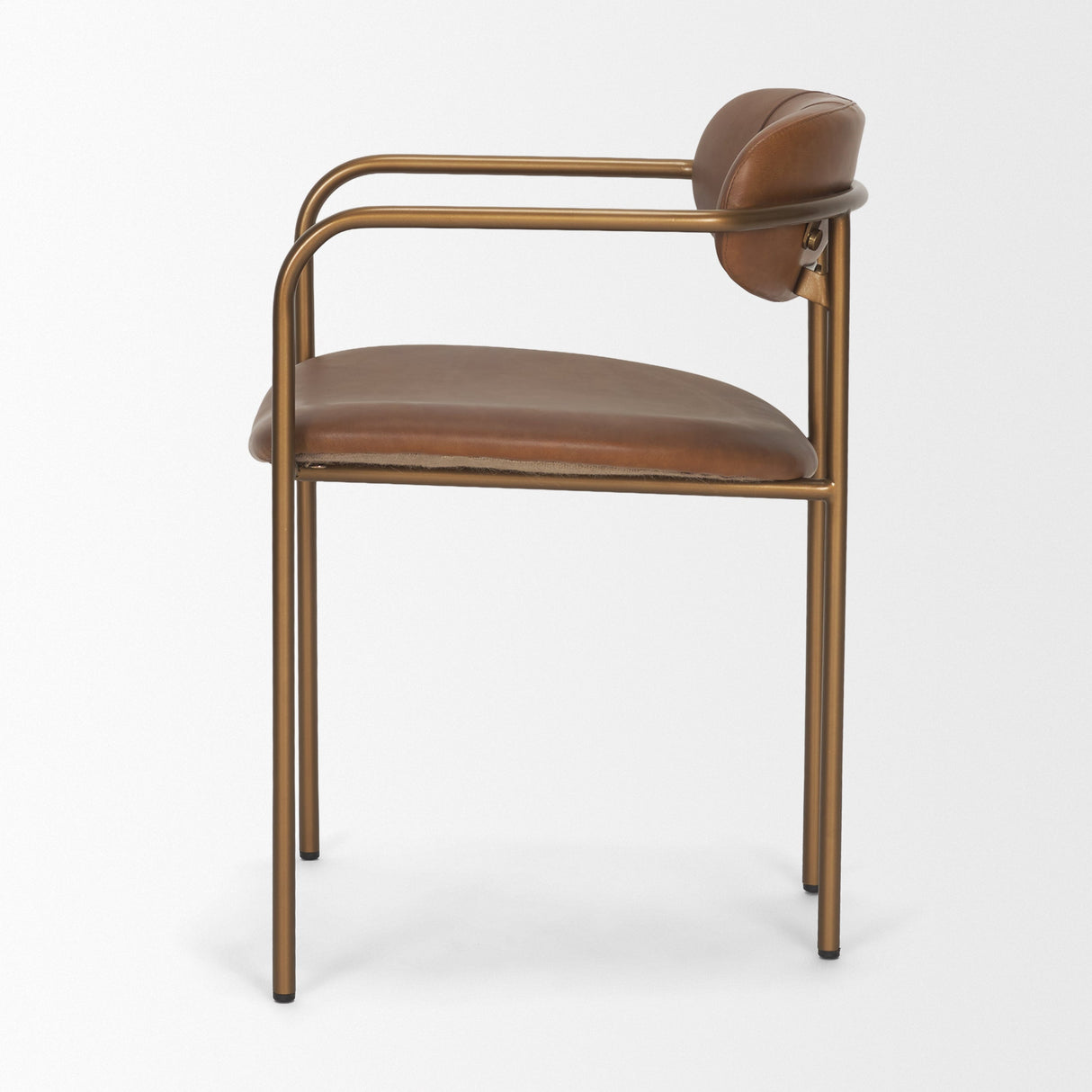 Parker Brown Leather Seat Gold Metal Frame Dining Chair, Set of 2 by Mercana at Eve Furniture