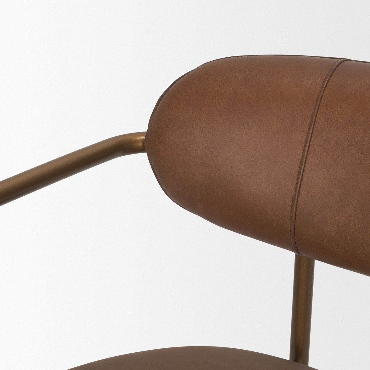 Parker Brown Leather Seat Gold Metal Frame Dining Chair, Set of 2 by Mercana at Eve Furniture