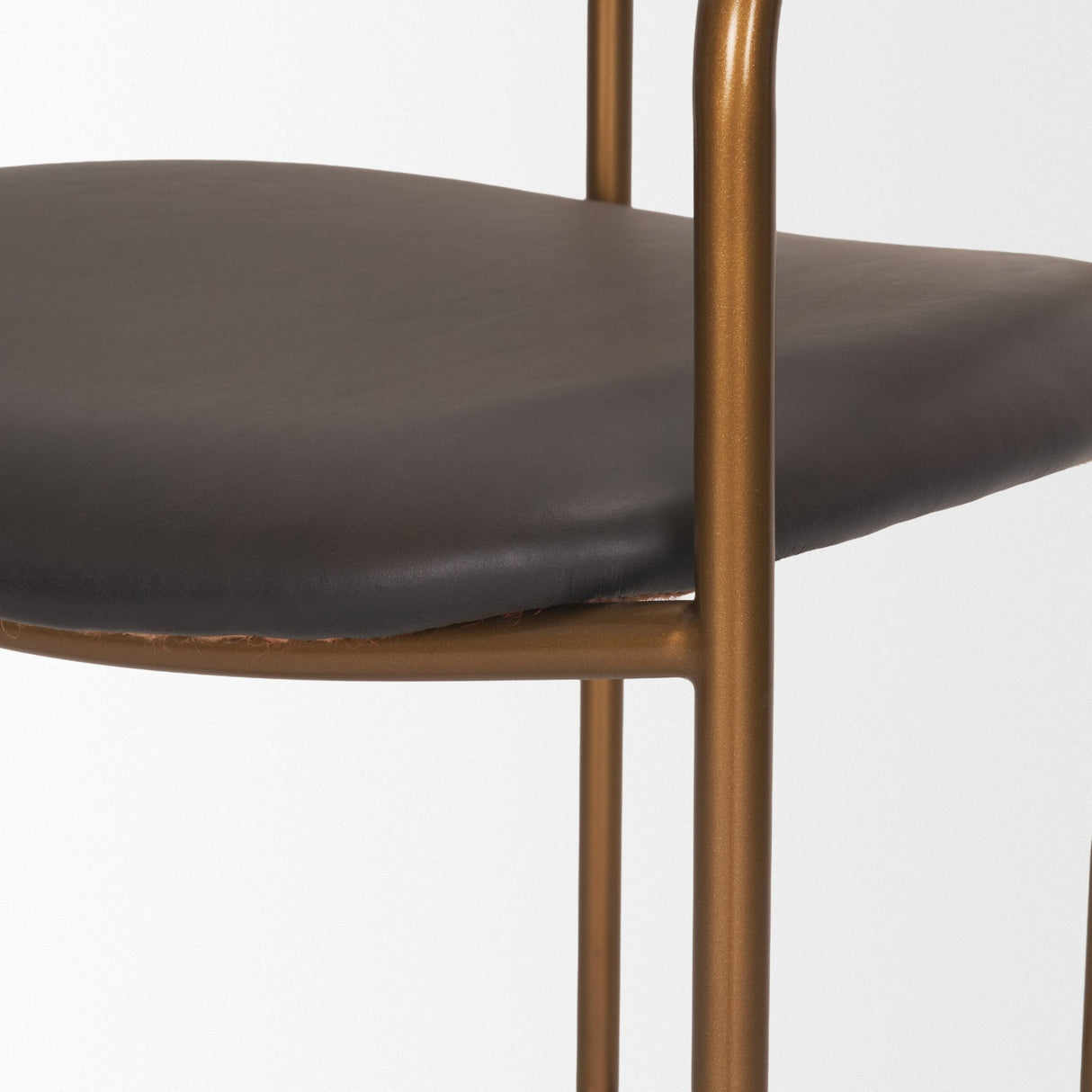 Parker Charcoal-Brown Leather Seat Gold Metal Counter Stool by Mercana at Eve Furniture