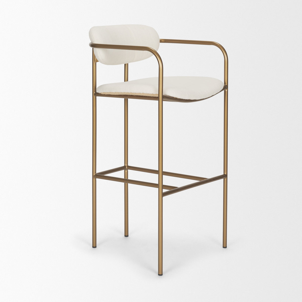 Parker Cream Fabric Seat Gold Metal Bar Stool by Mercana at Eve Furniture
