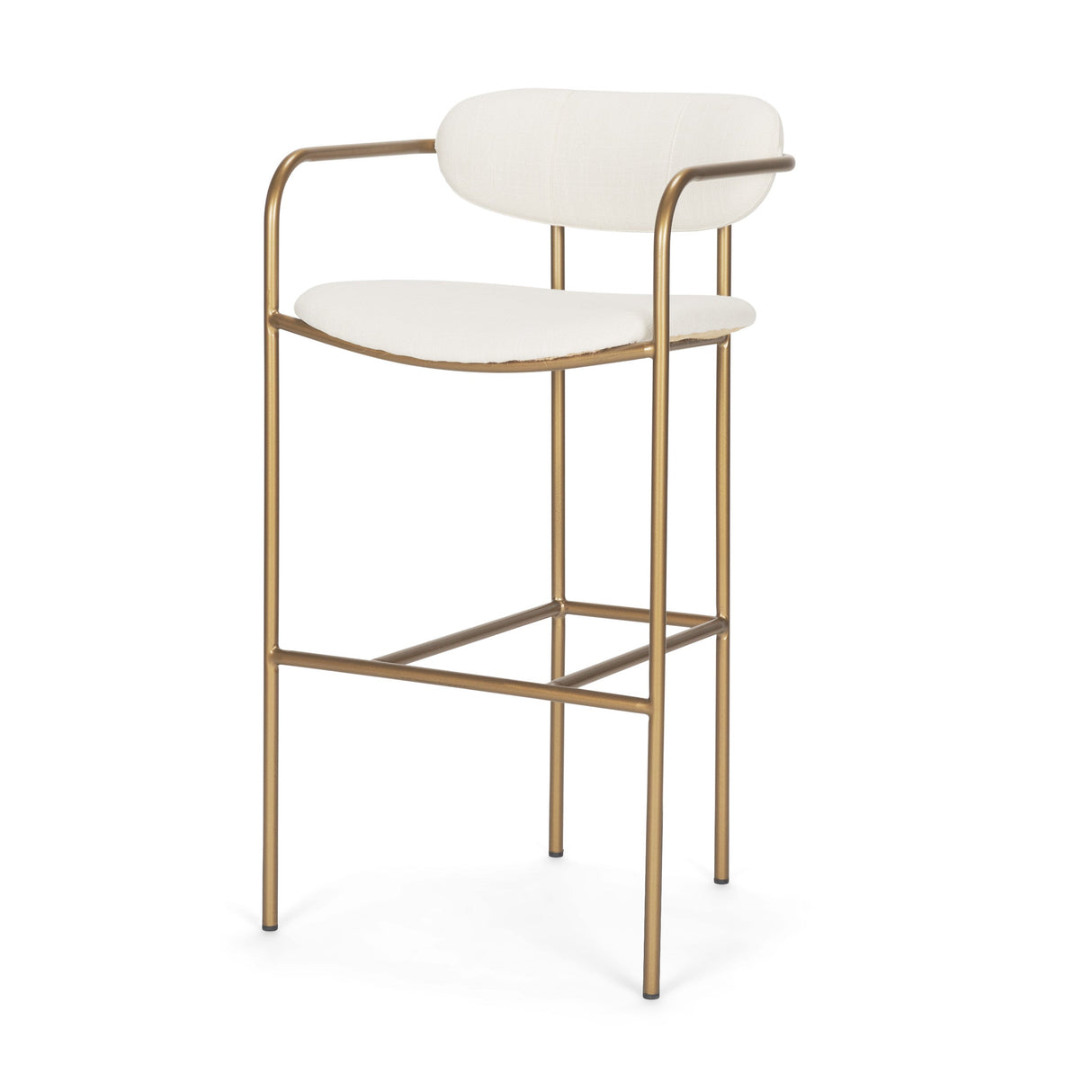 Parker Cream Fabric Seat Gold Metal Bar Stool by Mercana at Eve Furniture