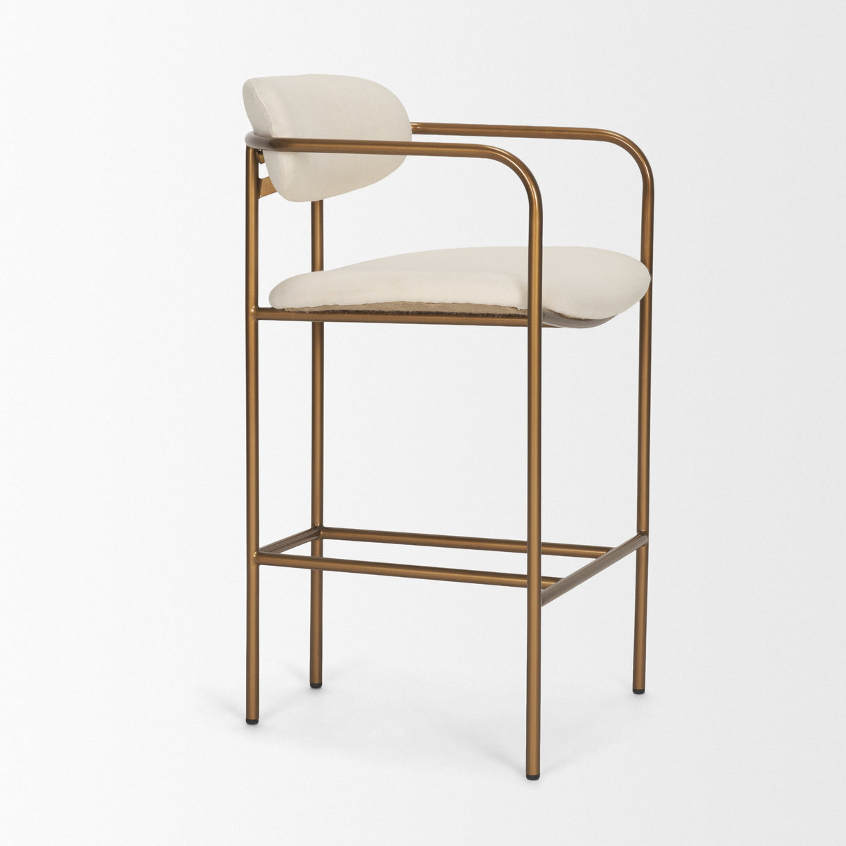 Parker Cream Fabric Seat Gold Metal Counter Stool by Mercana at Eve Furniture