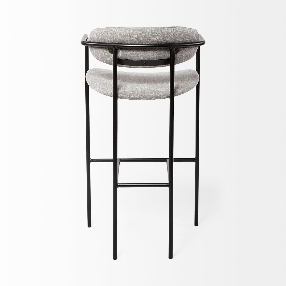 Parker Gray Fabric Seat Black Metal Bar Stool by Mercana at Eve Furniture