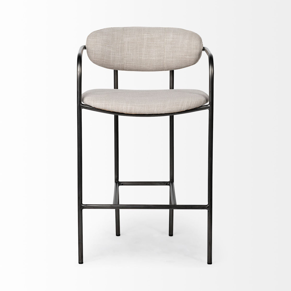 Parker II Beige Fabric Seat Gun Metal Grey Metal Counter Stool by Mercana at Eve Furniture