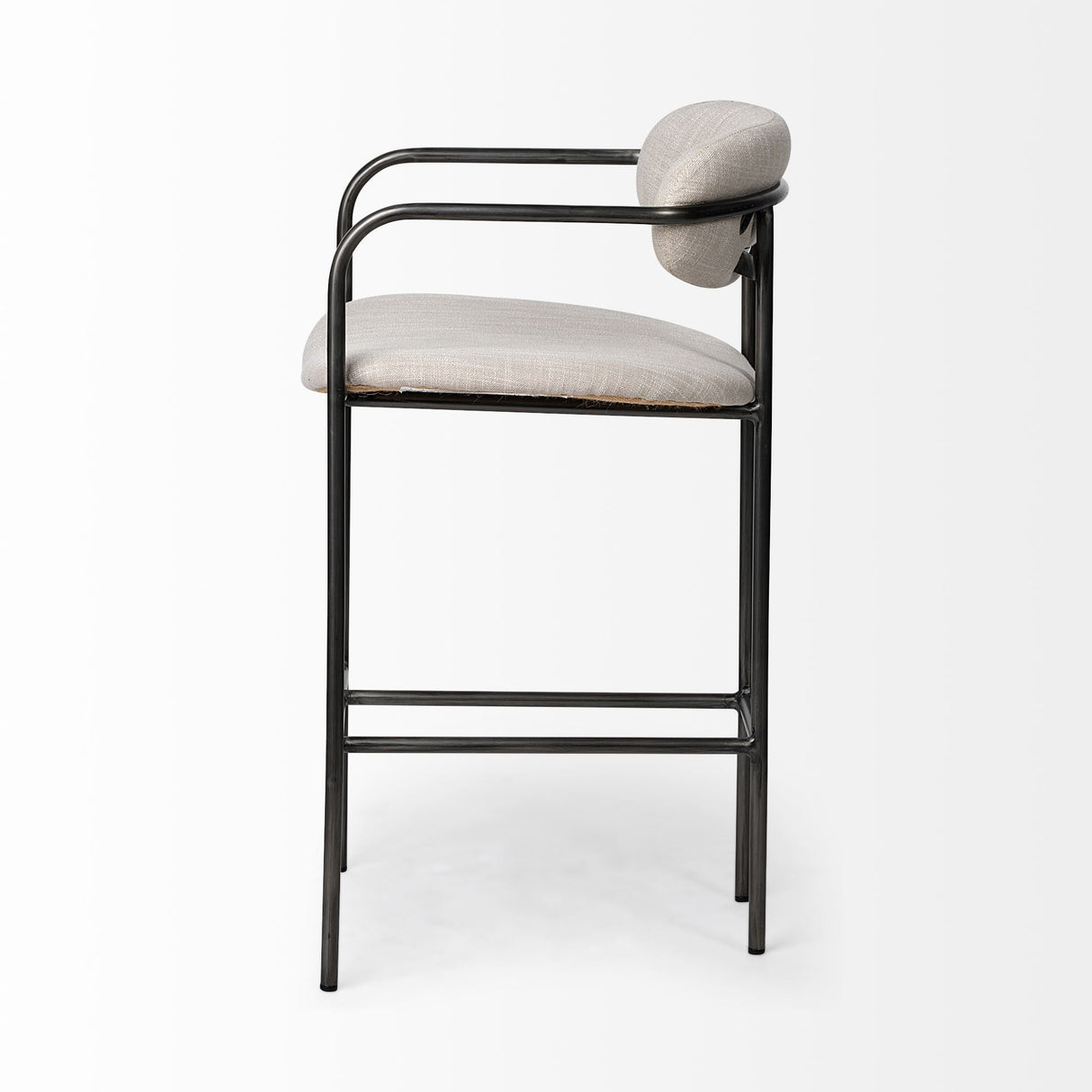 Parker II Beige Fabric Seat Gun Metal Grey Metal Counter Stool by Mercana at Eve Furniture