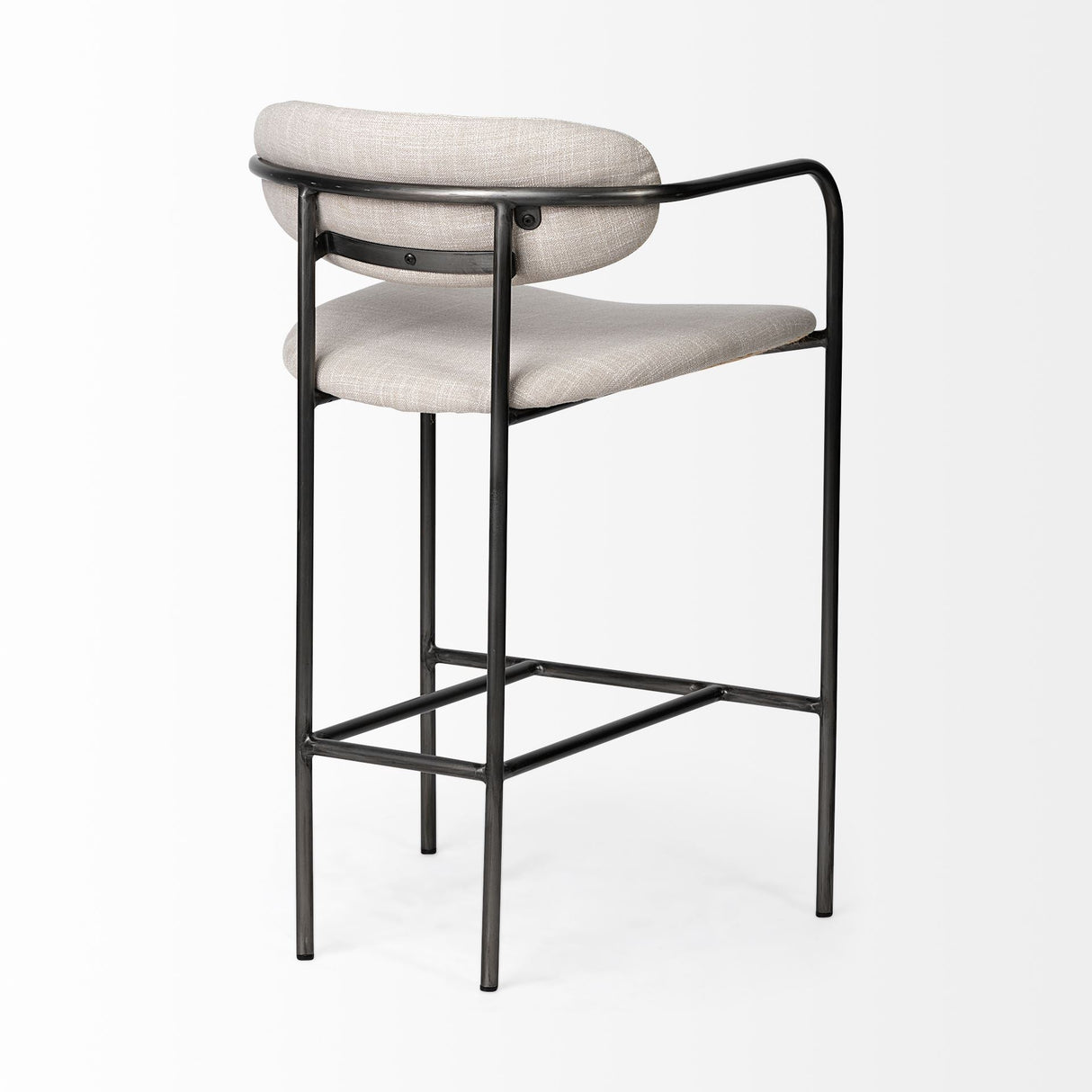 Parker II Beige Fabric Seat Gun Metal Grey Metal Counter Stool by Mercana at Eve Furniture