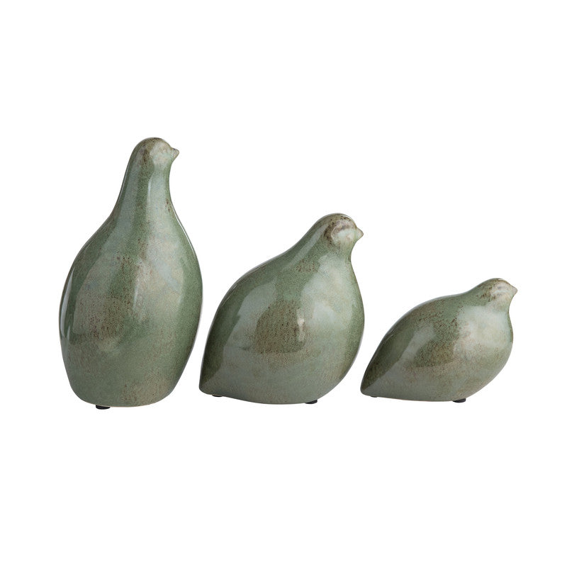 Partridge Green 3 Piece Ceramic Statues by Crestview at Eve Furniture