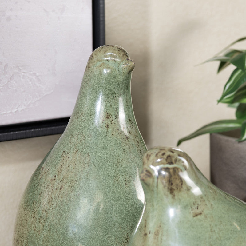 Partridge Green 3 Piece Ceramic Statues by Crestview at Eve Furniture