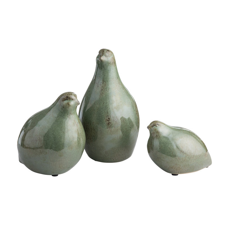 Partridge Green 3 Piece Ceramic Statues by Crestview at Eve Furniture