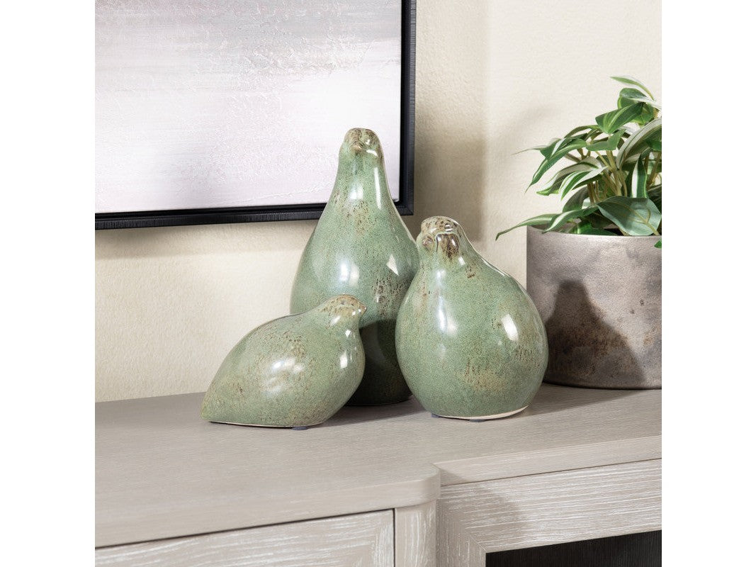 Partridge Green 3 Piece Ceramic Statues by Crestview at Eve Furniture