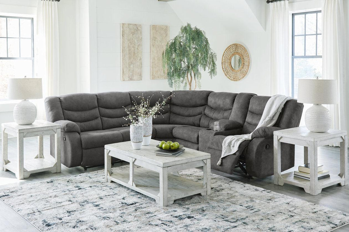 Partymate Slate 2-Piece Manual Reclining Sectional by Ashley at Eve Furniture