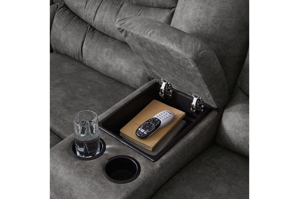 Partymate Slate 2-Piece Manual Reclining Sectional by Ashley at Eve Furniture