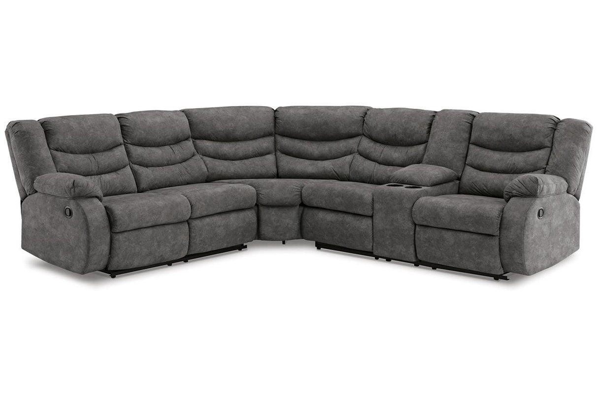 Partymate Slate 2-Piece Manual Reclining Sectional by Ashley at Eve Furniture