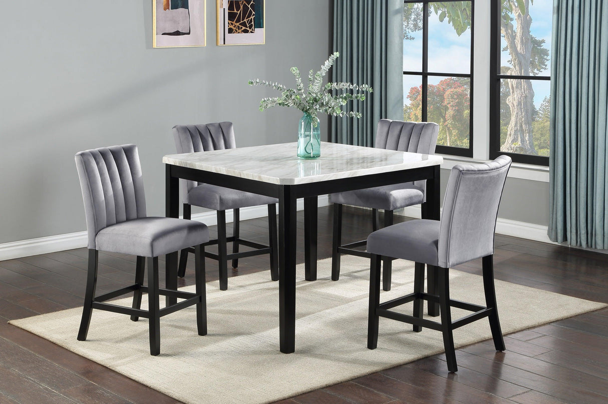 Pascal Black and Gray Square Counter Height Dining Set by Crown Mark at Eve Furniture