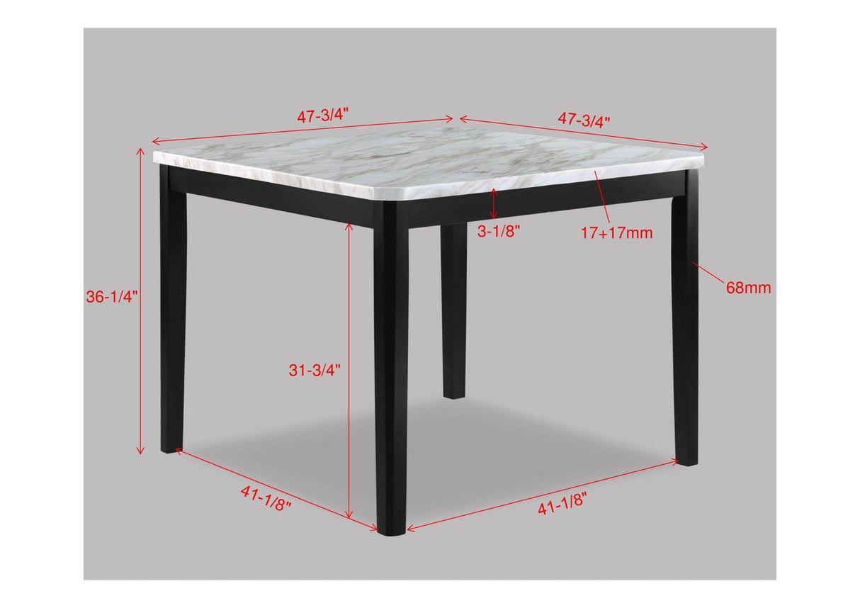 Pascal White and Black Faux Marble-Top Counter Height Table by Crown Mark at Eve Furniture
