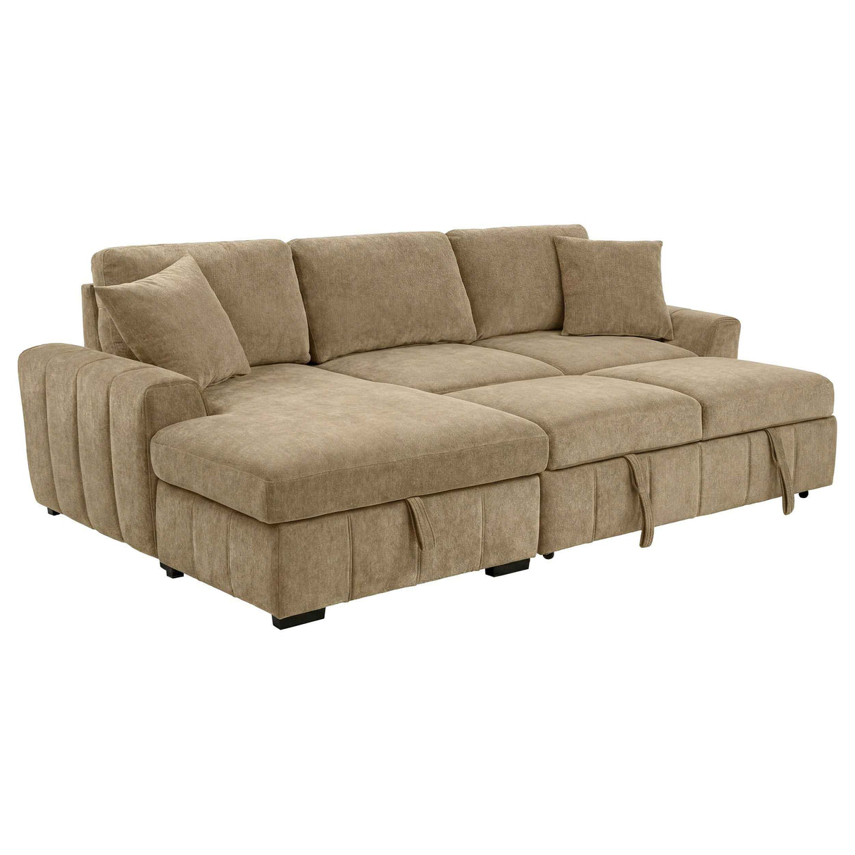 Pastrana Camel Upholstered Sleeper Sectional Sofa LAF Chaise by Coaster at Eve Furniture
