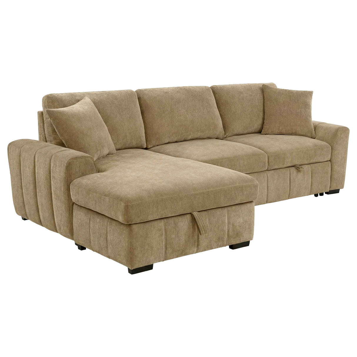 Pastrana Camel Upholstered Sleeper Sectional Sofa LAF Chaise by Coaster at Eve Furniture