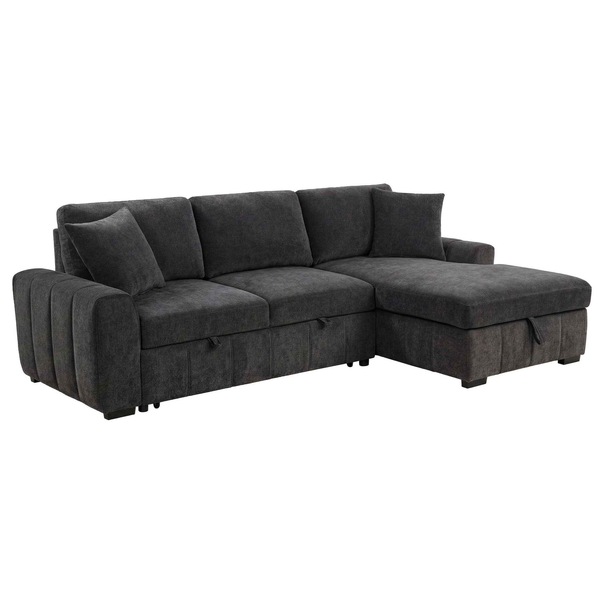 Pastrana Charcoal Grey Upholstered Sleeper Sectional Sofa RAF Chaise by Coaster at Eve Furniture