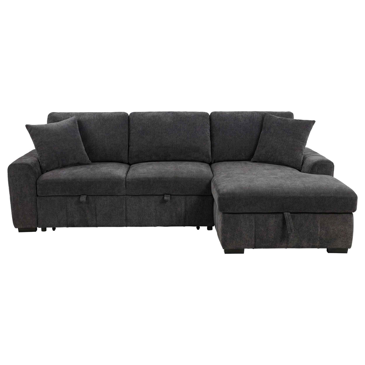 Pastrana Charcoal Grey Upholstered Sleeper Sectional Sofa RAF Chaise by Coaster at Eve Furniture