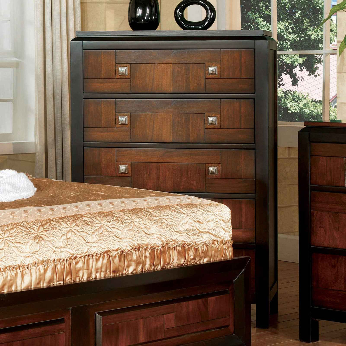 Patra Acacia/Walnut 4-Piece Queen Bedroom Set by Furniture of America at Eve Furniture
