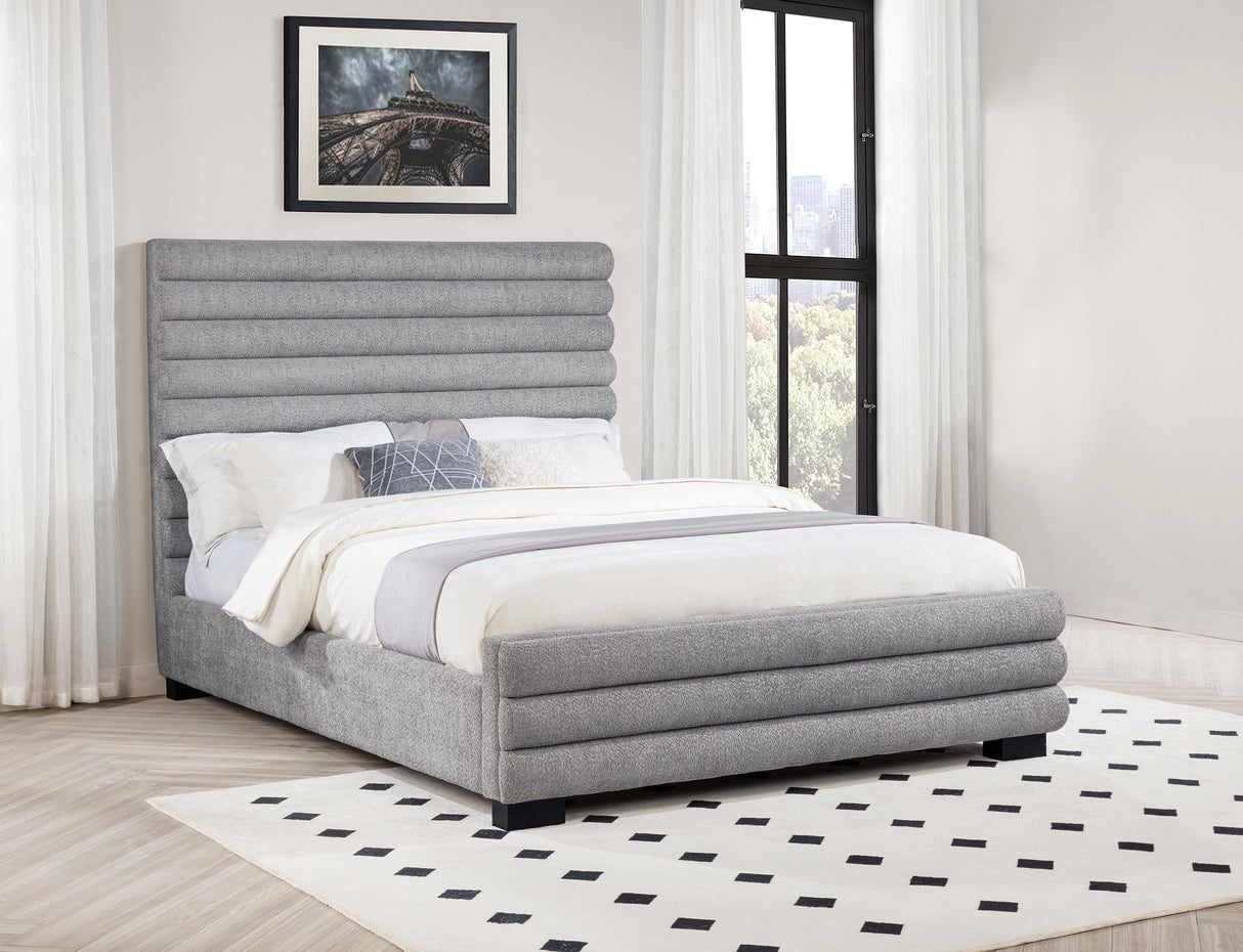 Patricia 58-inch Boucle Upholstered California King Bed Grey by Coaster at Eve Furniture