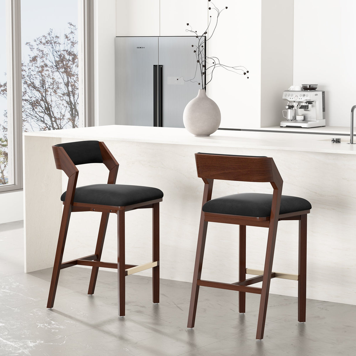 Patricia Barstool in Black (set of 2) by Manhattan Comfort at Eve Furniture