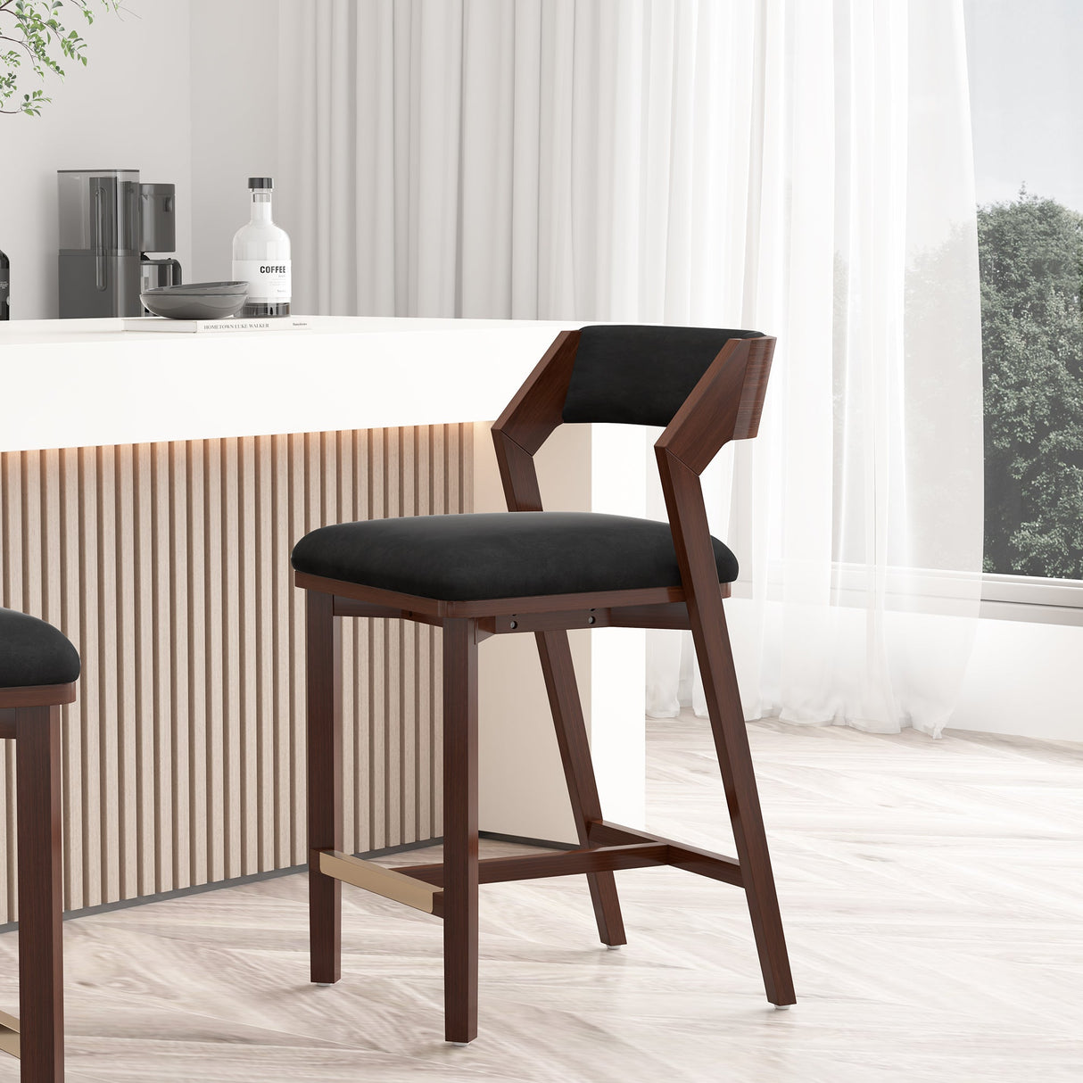 Patricia Counter Stool in Black by Manhattan Comfort at Eve Furniture