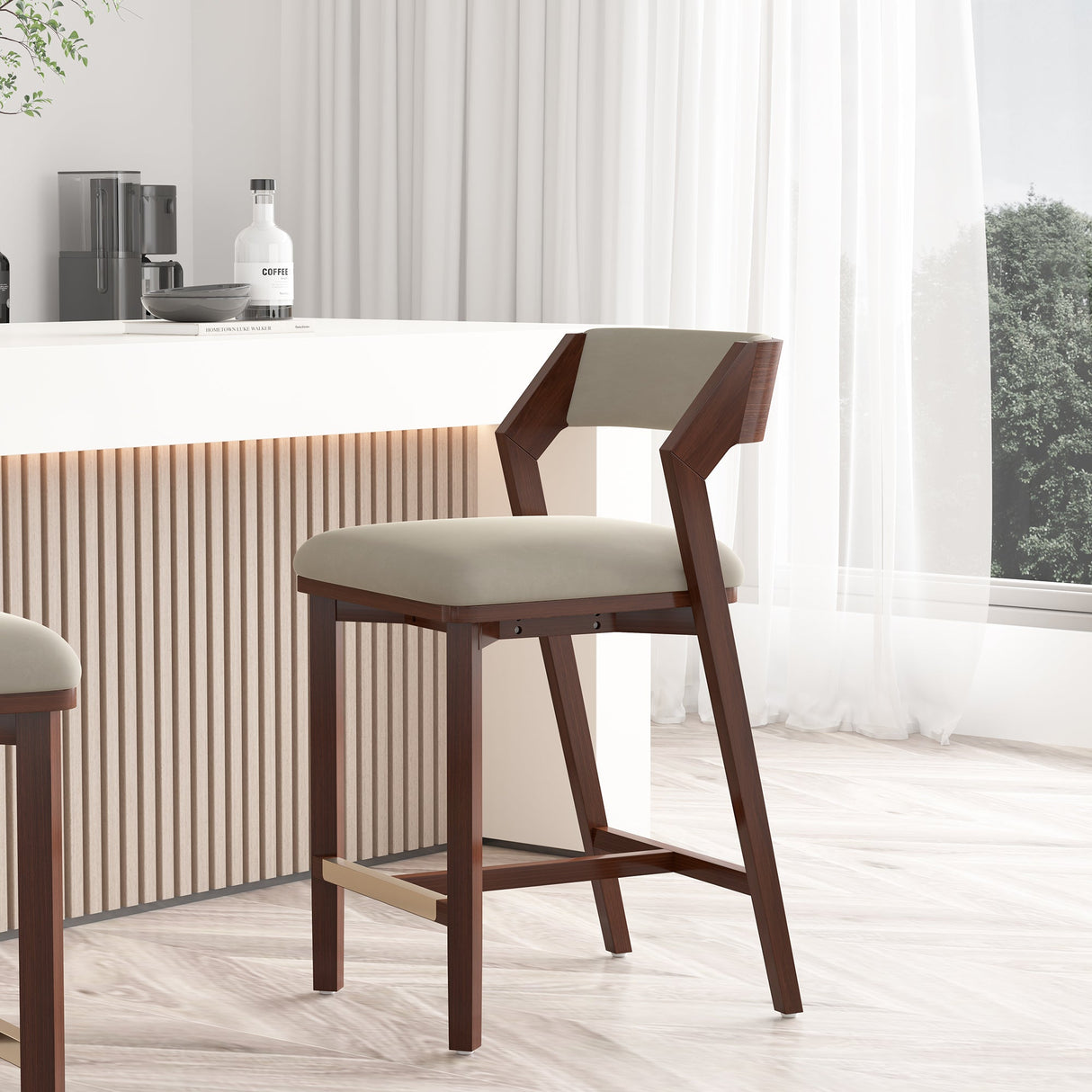 Patricia Counter Stool in Linen by Manhattan Comfort at Eve Furniture