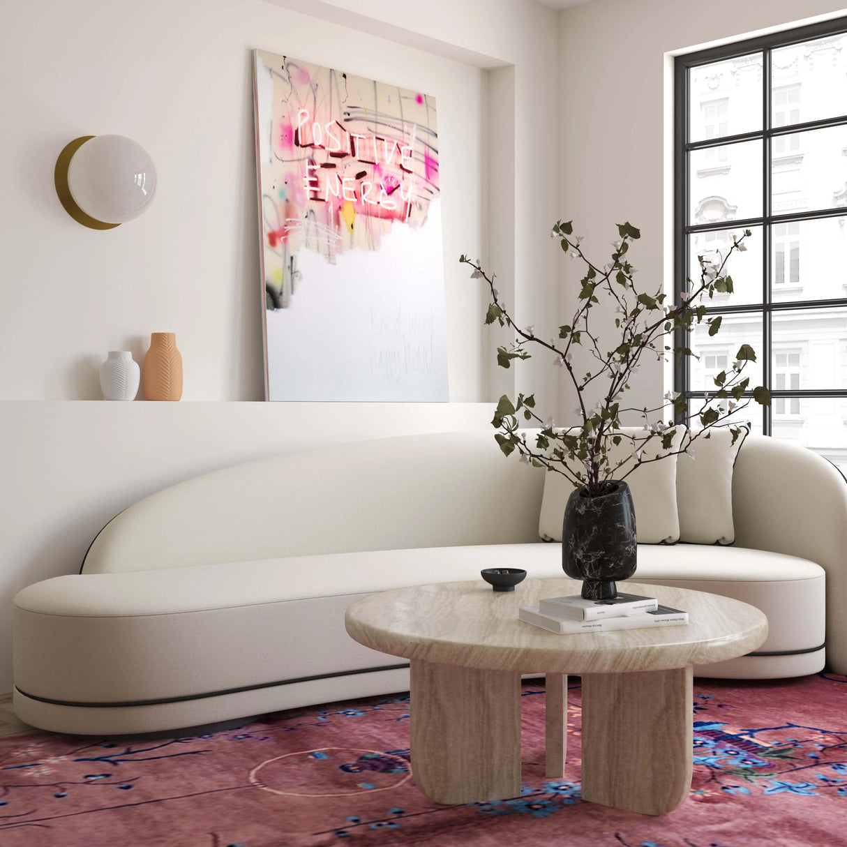 Patrizia Faux Travertine Concrete Indoor / Outdoor Round Coffee Table by TOV Furniture at Eve Furniture